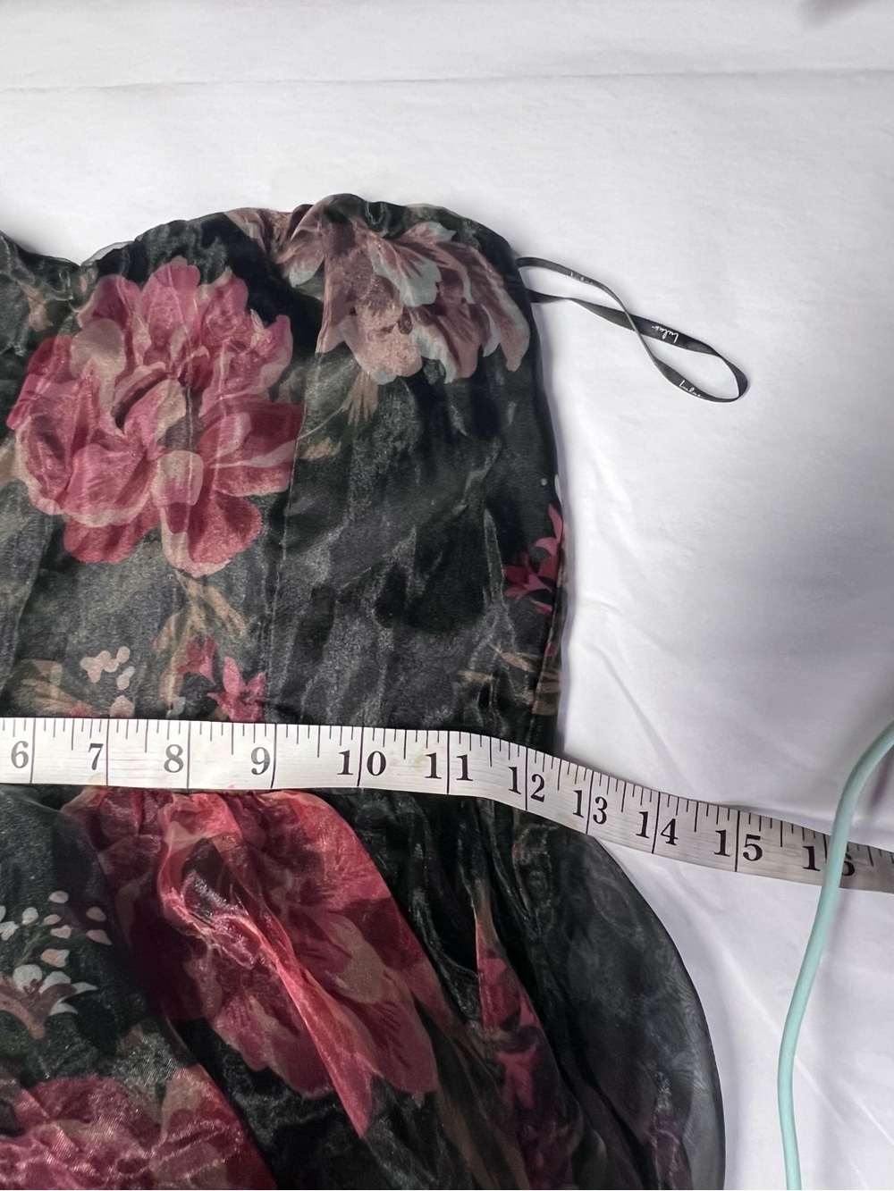 Lulus Truly Extraordinary Black Floral Organza Strapless Maxi Dress Size XS NWT - Picture 9 of 11